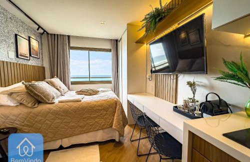 Studio Lindo e Finamente Decorado com Vista Mar - Foto 10