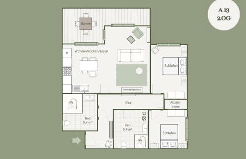 Apartment A13 "Balkon, 2 Schlafzimmer & 2 Bäder inklusive Nutzung der Wellness- und Aktivbereiche" im "Pine Hill Resort" - Foto 15