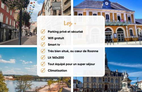 Lys Roanne centre-ville - Clim & Parking - Foto 4