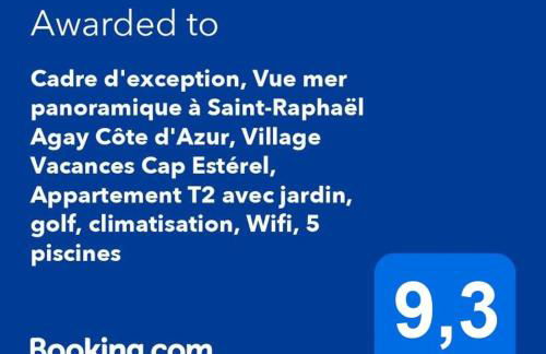 Dans un cadre d'exception, Vue mer panoramique à Agay Côte d'Azur, Village Vacances Cap Esterel, 2 chambres, avec jardin, golf, climatisation, Wifi, 5 piscines - Foto 4