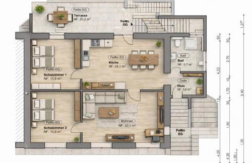 Apartment Karin - Modern ausgestattet und ideal für Gruppen bis 6 Personen und Hund, egal ob Familie, Kollegen oder Freunde, 85qm mit Terasse und eigenem Stellplatz - Foto 2