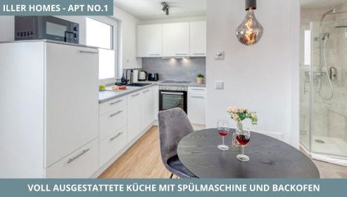 Iller Homes - 5 x Moderne Fewos je 1bis2 oder 1bis4 Pers mit Küche u Balkon - Parkplätze vorhanden - Foto 2, stove, dishwasher, toaster