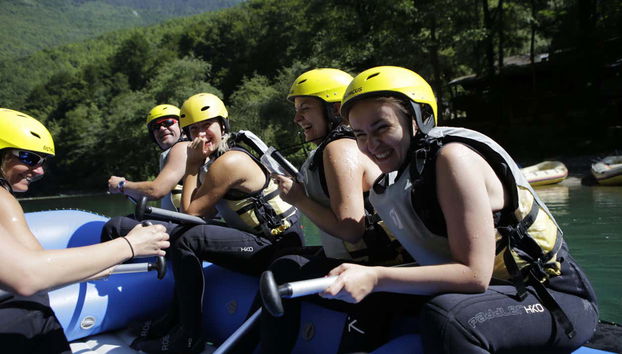 Enjoying the white water rafting trip