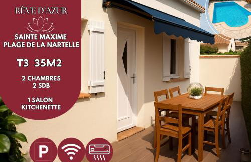 T3 de 35m2 - Bord de mer - plage de la Nartelle- Sainte maxime - piscine partagée -Parking - BBQ - 2 Chambres 2 Salle de bains - Foto 3