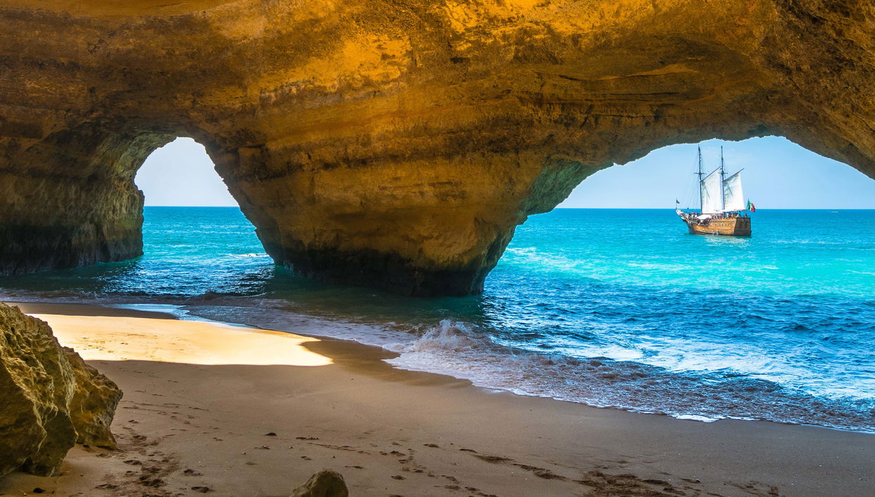 Balade en bateau pirate à la découverte des grottes de Benagil