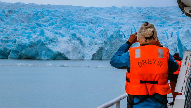 Osservando il ghiacciaio Grey dalla barca