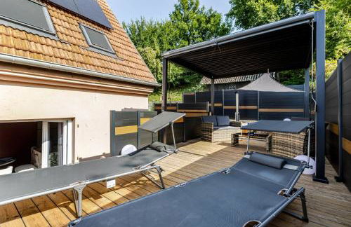 Love room avec Spa privatif "la Courtisane" - Sofa Tantra, terasse, salon d'hiver sous dôme transparent chauffé - love-room-alsace-67 - Foto 33