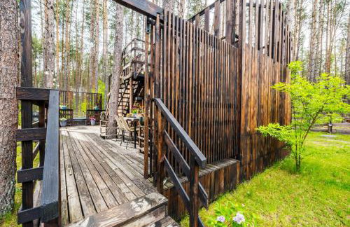 Domek lubiana180 SCANDI wśród drzew JACUZZI SAUNA KOMiNEK i TARAS na dachu jezioro Kaszuby Pieski tylko do 10kg za dodatkową opłatą - Foto 65