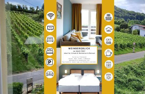 WEINBERGBLICK im Haus FREY - 3 Schlafzimmer ,Küche, 2 Bäder, 2 Balkone, Parkplatz direkt vor der Tür - Foto 1