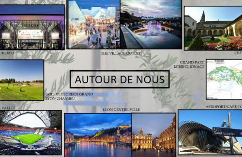 Villa Gaïa - 2 suites lits King size et salles de bain privatives - parking privé - 10 minutes Eurexpo - Aéroport - Groupama Stadium - Foto 22