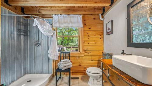 Mallard Creek Cabin - Firepit - Kitchenette - Large Deck - Gas Grill - Foto 3, towels, Shower