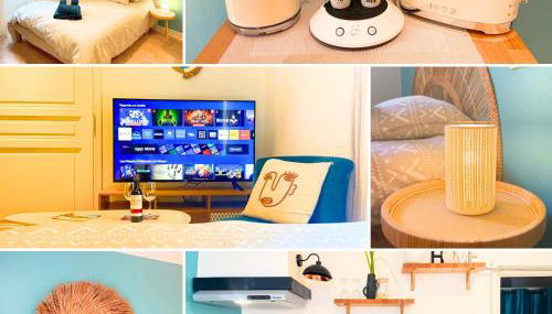 Studio Boho-Chic en hyper-centre de Moulins au calme, confort, Wifi rapide, Parking en face, Arrivée autonome - Foto 2, stove, toaster