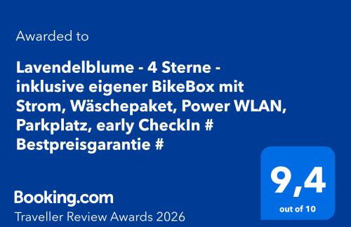 Lavendelblume - 4 Sterne - inklusive eigener BikeBox mit Strom, Wäschepaket, Power WLAN, Parkplatz, early CheckIn # Bestpreisgarantie # - Photo 53