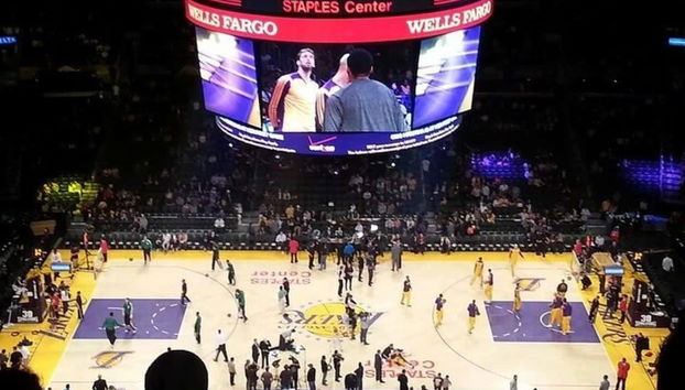 Durante una partita dei Los Angeles Lakers