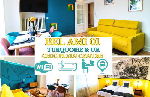 Bel AMI 02 - Turquoise & OR - Moderne Chic - Centre Ville - Accès Jardin - Clim - Wifi - Parking - Localisation idéale - Foto 1