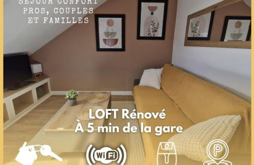 Loft Moderne et Rénové - Idéal Pros & Familles - 1 à 4 pers - Wifi - 5 min de la Gare - Foto 1