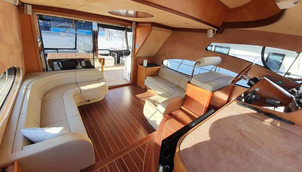 Interior lounge of the yacht