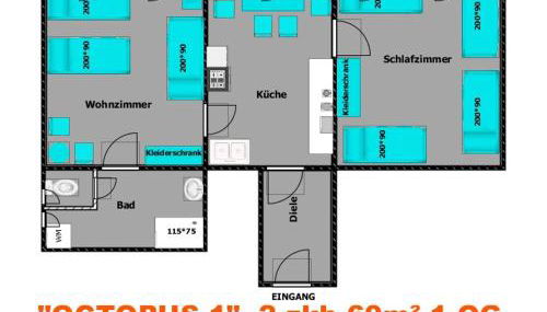 OCTOPUS-1 Monteurwohnung in Zentrum! 2-zkb in 1og - Foto 2