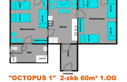 OCTOPUS-1 Monteurwohnung in Zentrum! 2-zkb in 1og - Foto 2