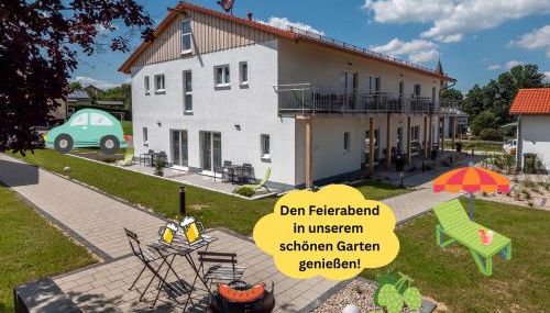 Holledau-Apartments - FeWo bis 5 Pers - getrennte Betten möglich - Vollausstattung - 24h Checkin - wöchentl Reinigung u Wäschewechsel - Waschmaschine u Trockner - WLAN - Minibar - XXL Parkplätze - Garten - ruhige Lage - Foto 2