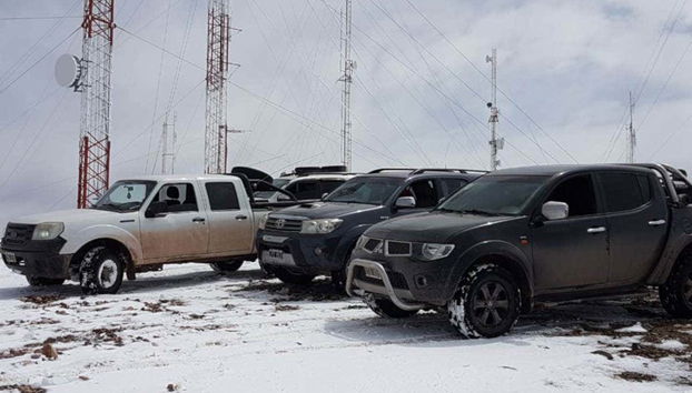 4x4 vehicles at the antennas of Tontal