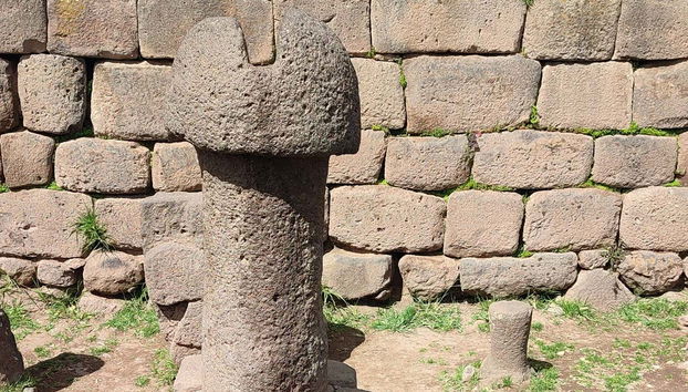 A large phallus sculpted in stone