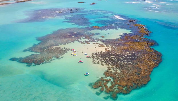 An aerial view of the Maragogi pools
