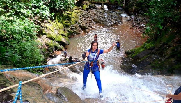 Rappelling at the falls