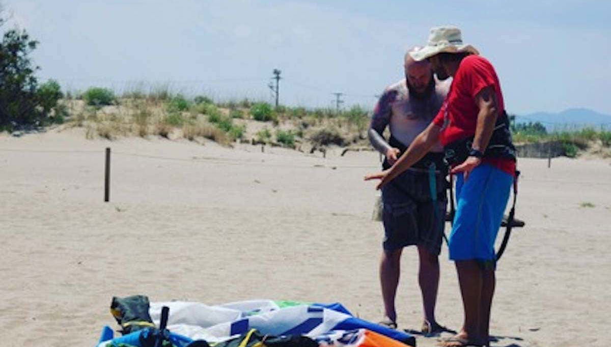 Début du cours de kitesurf