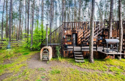 Domek lubiana180 SCANDI wśród drzew JACUZZI SAUNA KOMiNEK i TARAS na dachu jezioro Kaszuby Pieski tylko do 10kg za dodatkową opłatą - Foto 7