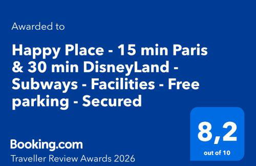 Happy Place - 15 min Paris & 30 min DisneyLand - Subways - Facilities - Free parking - Secured - Foto 26
