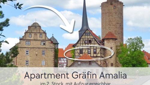 Amalias Burgwohnung - stilvolles Apartment mit Aufzug & Garten in der Hinterburg Schlitz - 2 Schlafzimmer, Parkplatz, Historisches Flair für Paare & Ruhesuchende - Foto 3