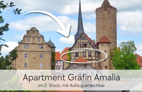 Amalias Burgwohnung - stilvolles Apartment mit Aufzug & Garten in der Hinterburg Schlitz - 2 Schlafzimmer, Parkplatz, Historisches Flair für Paare & Ruhesuchende - Foto 3