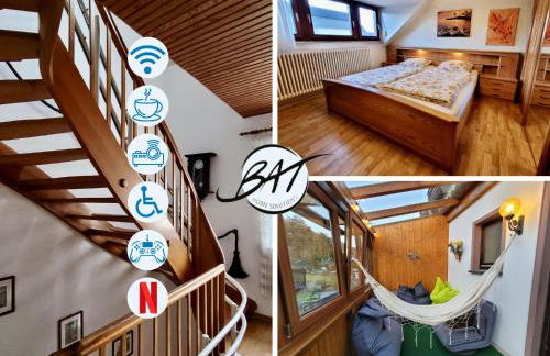 BAT Home Solutions Trier-Euren - alles was ein Hotel nicht bietet - 10 Min zur Altstadt - 98 qm Scheune für 9 Personen mit Sternenhimmel, Wintergarten, Grill und Kino - barrierefrei dank Lift & Auffahrt - Foto 1