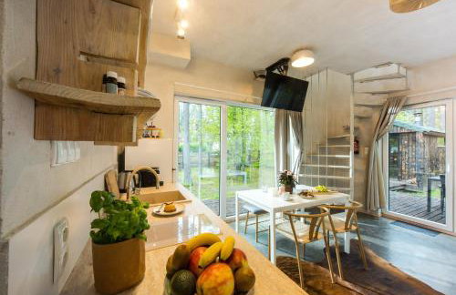 Domek lubiana180 WABI SABI w lesie jacuzzi sauna kominek - drewno w cenie pobytu - nad jeziorem Kaszuby pieski tylko do 10kg za dodatkową opłatą - Foto 29