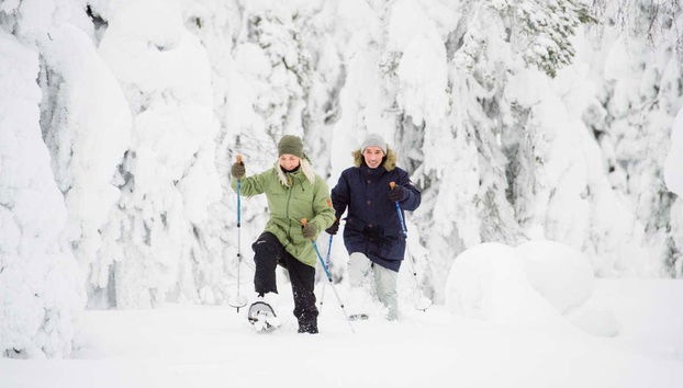 Trekking through the snow