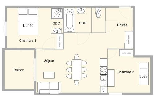 Appartement 3 pièces pour 7 pers. avec balcon et parking aux Saisies - FR-1-594-75 - Foto 9