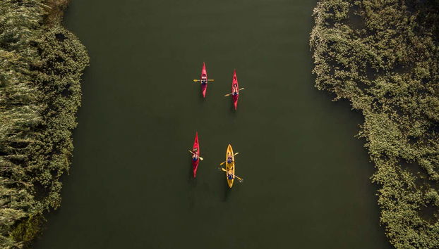 Vue aérienne sur le fleuve Èbre