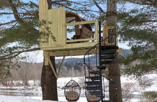 Designer A-Frame Treehouse with hot tub on river - Foto 40