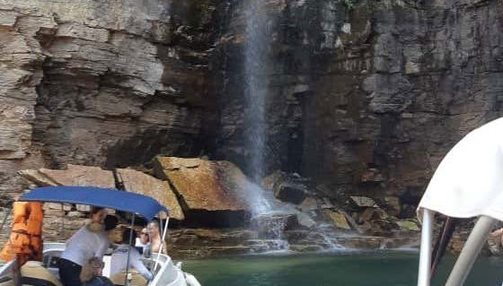 From the boat we'll see waterfalls