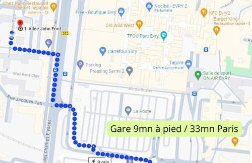 L'Oasis - Duplex - Parking Privé Gratuit - Terrasse Privée - 10mn RERD-T12 - 2 bedrooms - De 1 à 6 personnes - Shopping Mall - Primark - Piscine - Patinoire - Théâtre - Cinéma - Bibliothèque - Foto 4