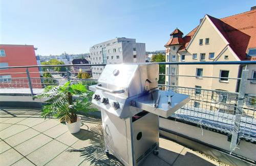 Ulmer Penthouse für 7, Arbeitsplatz, XXL-Dachterrasse, Grill, Wii - Foto 21