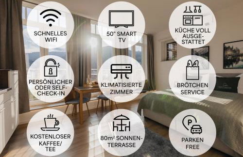 MAINTERRASSE Boardinghouse am Fluss klimatisierte Apartments mit 80qm Terrasse - Foto 34