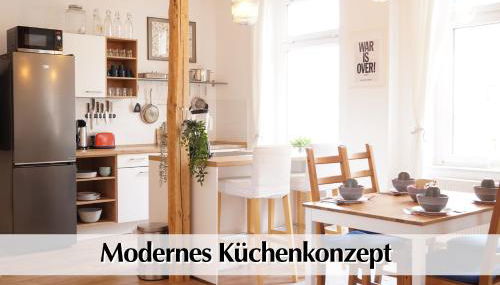 Helle Altbau FeWo mit Kingsize Bett, Smart-TV, Nobilia Küche - Nur ein kurzer Spaziergang in die Altstadt und zum Domplatz - Kostenlose Parkplätze in den umliegenden Straßen - Ausgewählte Tipps für Erfurt inklusive - Foto 3, dishwasher, pet friendly, minibar