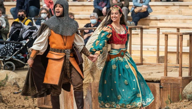 Actores durante el espectáculo 'Cetrería de reyes'