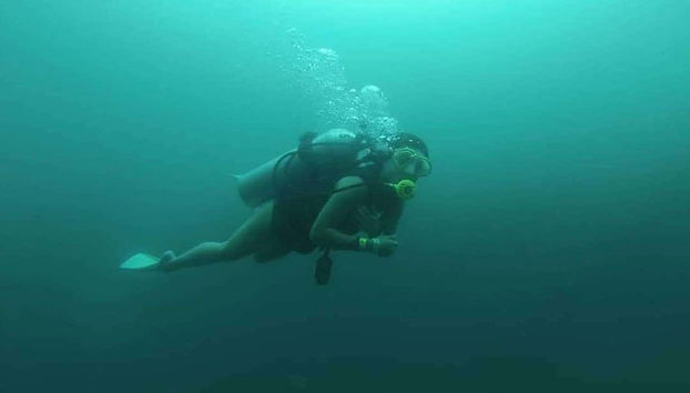 Enjoying the diving activity