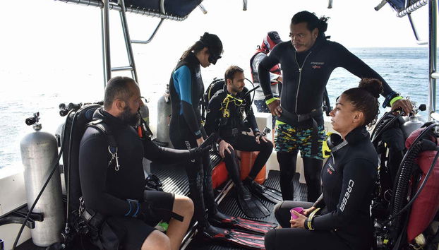 Group of divers on the boat