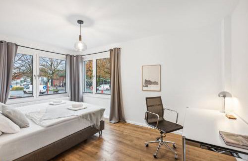 Apartment Kranich mit 3 Zimmern, top Infrastrukturlage HH Langenhorn, nähe Airport, Boxspringbetten und Arbeitsplätzen mit Glasfaser WLAN - Foto 2