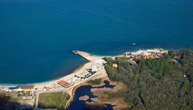 An aerial view of the coast of Numana