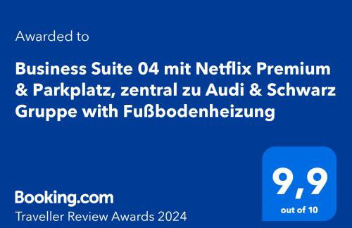 STN Business Suite - Ferienwohnung mit Parkplatz & Balkon, Terrasse & Fußbodenheizung, Netflix Premium, Zentral zu Audi & Schwarz Gruppe - Foto 24